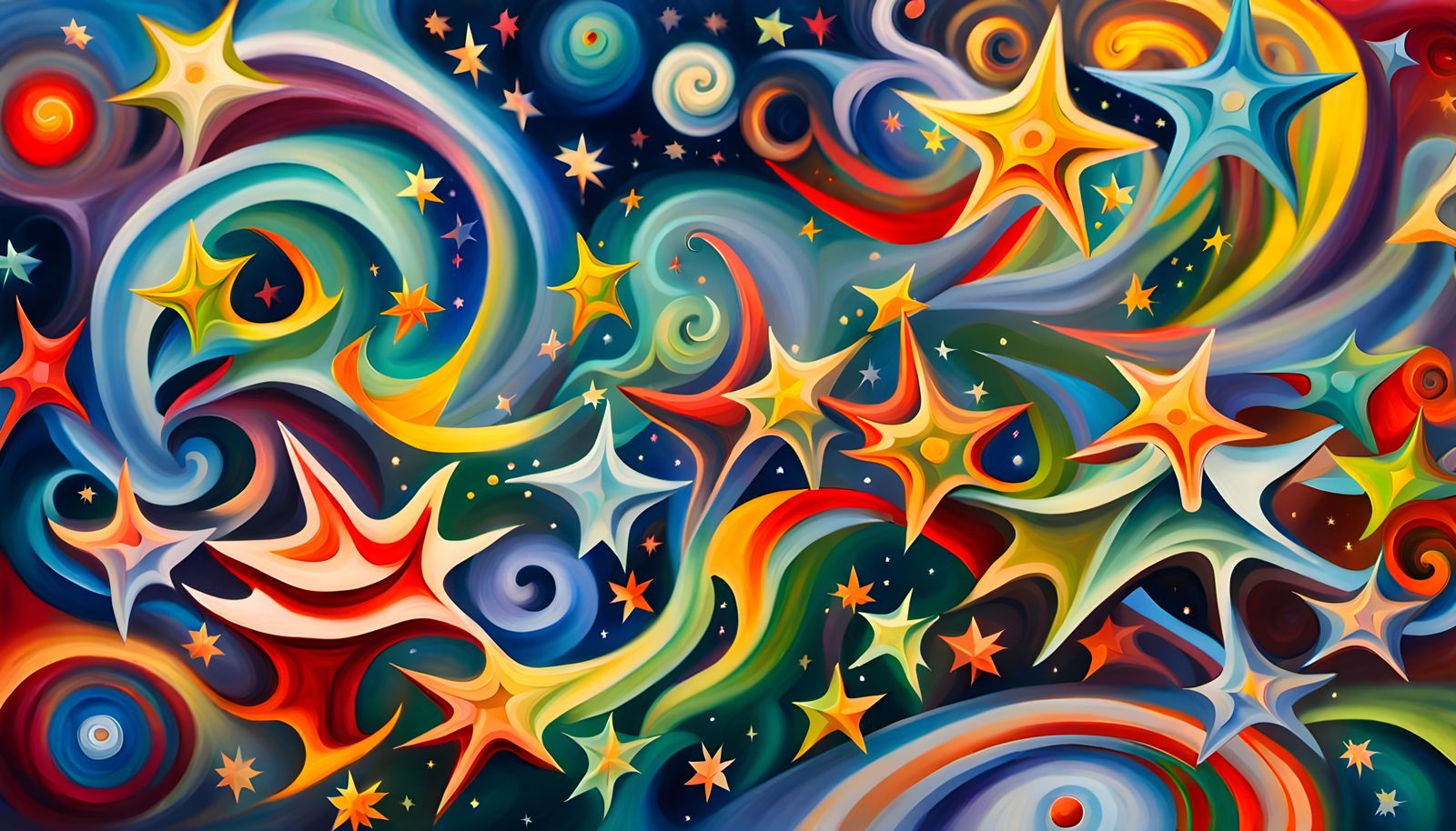 Iridescent Stars in Aboriginal Impasto Painting