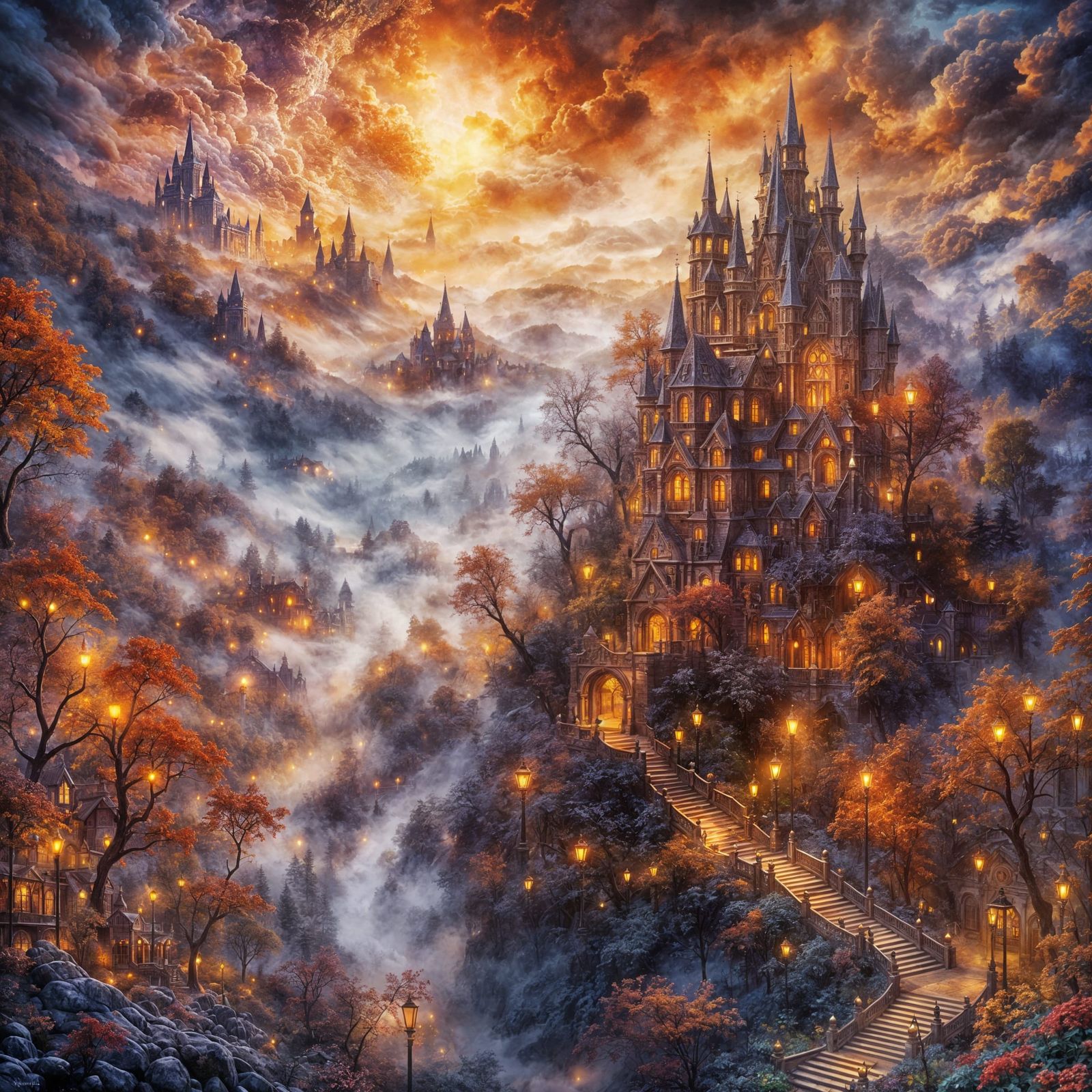 Dark Fantasy Castle on an Island