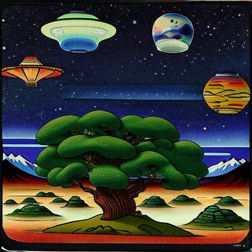 Aliens in Ukiyo-e Style: A Woodblock Print