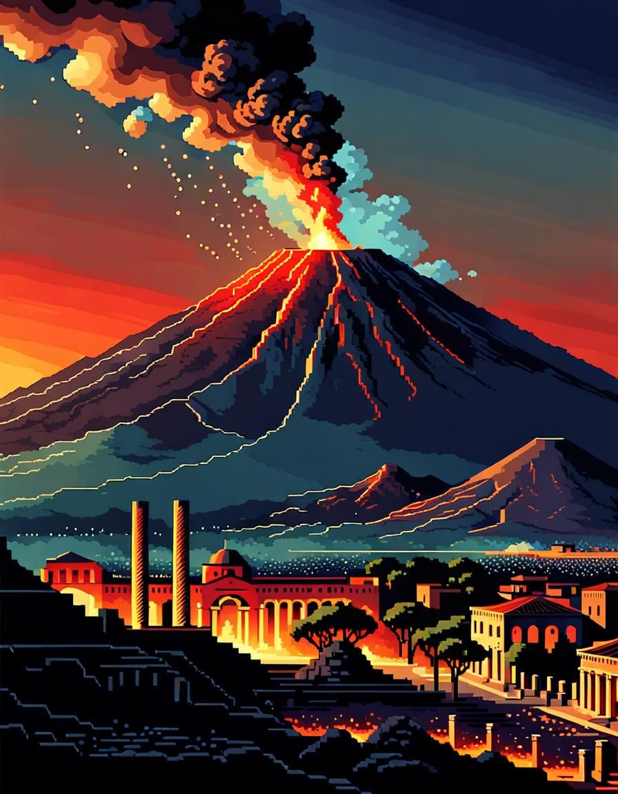 Vulcano, 8 bit Pixel Style