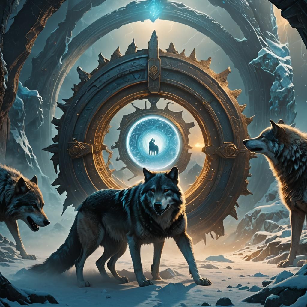 Wolves Photobombing Portal in Dark Fantasy Matte Painting