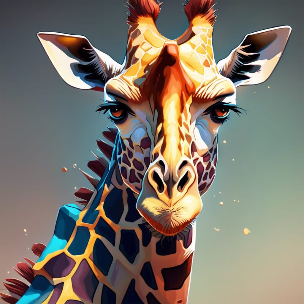 Hyperdetailed Giraffe Portrait in Anime Art Style