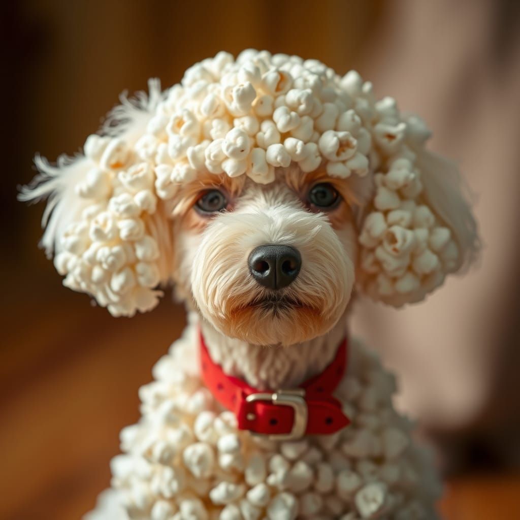 Popcorn Poodle in Hyperrealistic Photoreal Style