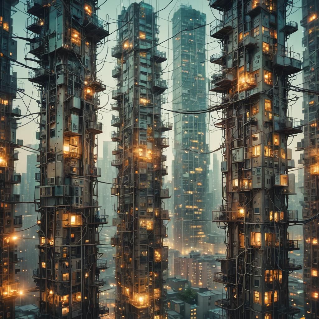 Cyberpunk Dreamscape in Whimsical Abstraction