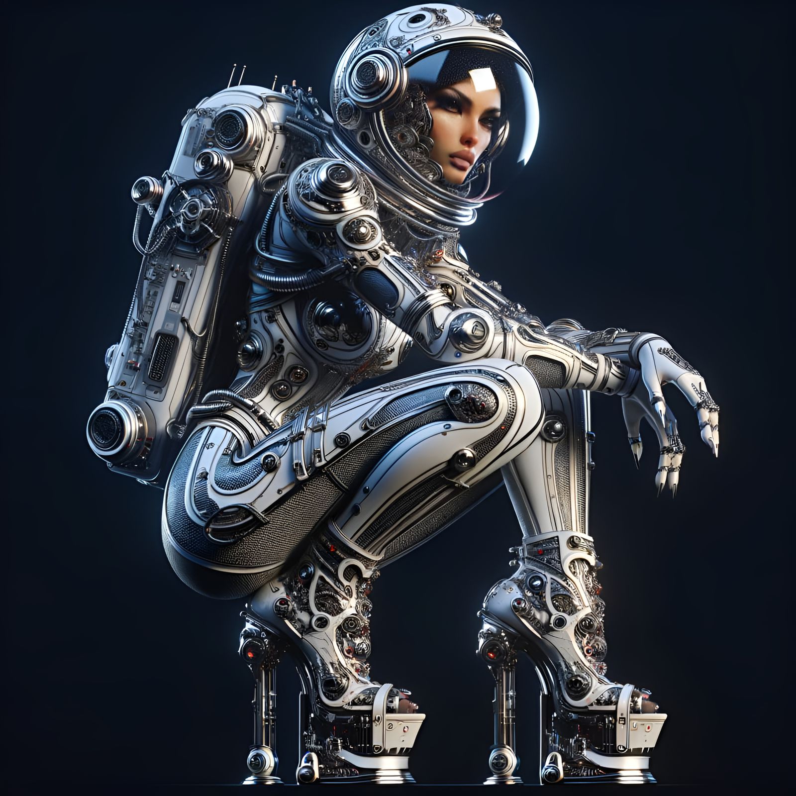 Cyborg Astronaut in Haute Couture Spacesuit