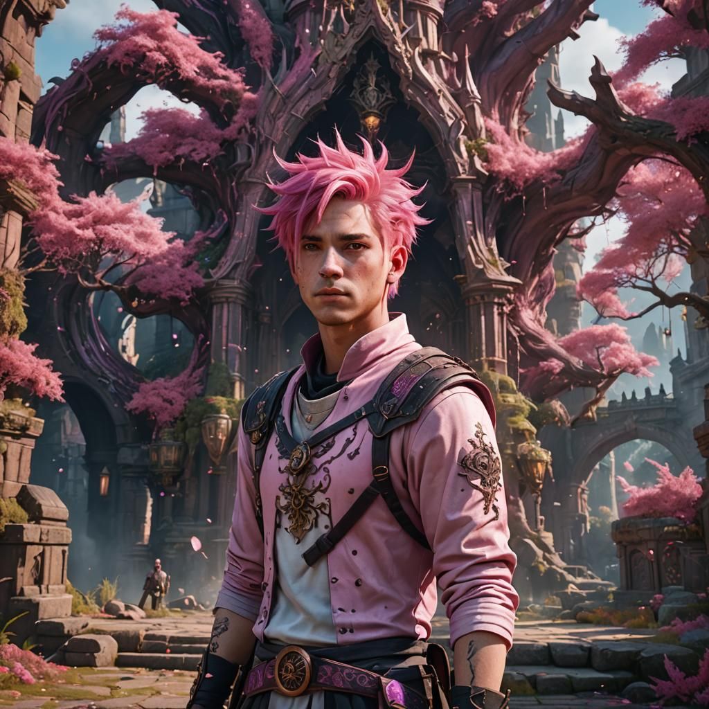 Fantasy Portrait of Person with Pink Hair
