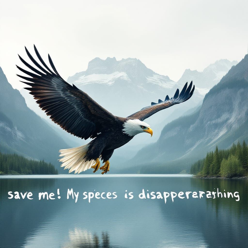 Eagle Double Exposure: Save Endangered Species
