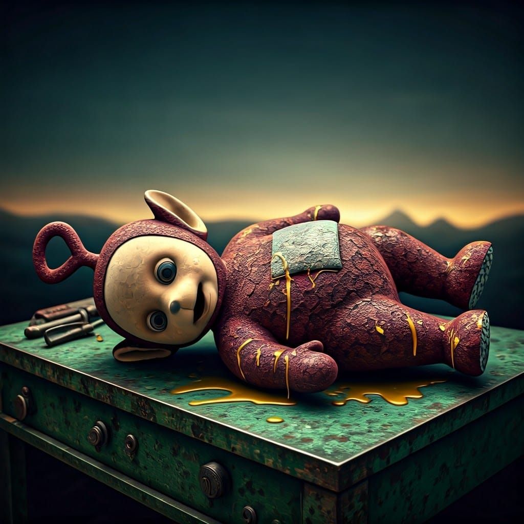 Surreal Teletubby Dissection in a Dreamlike, Gothic Horror S...