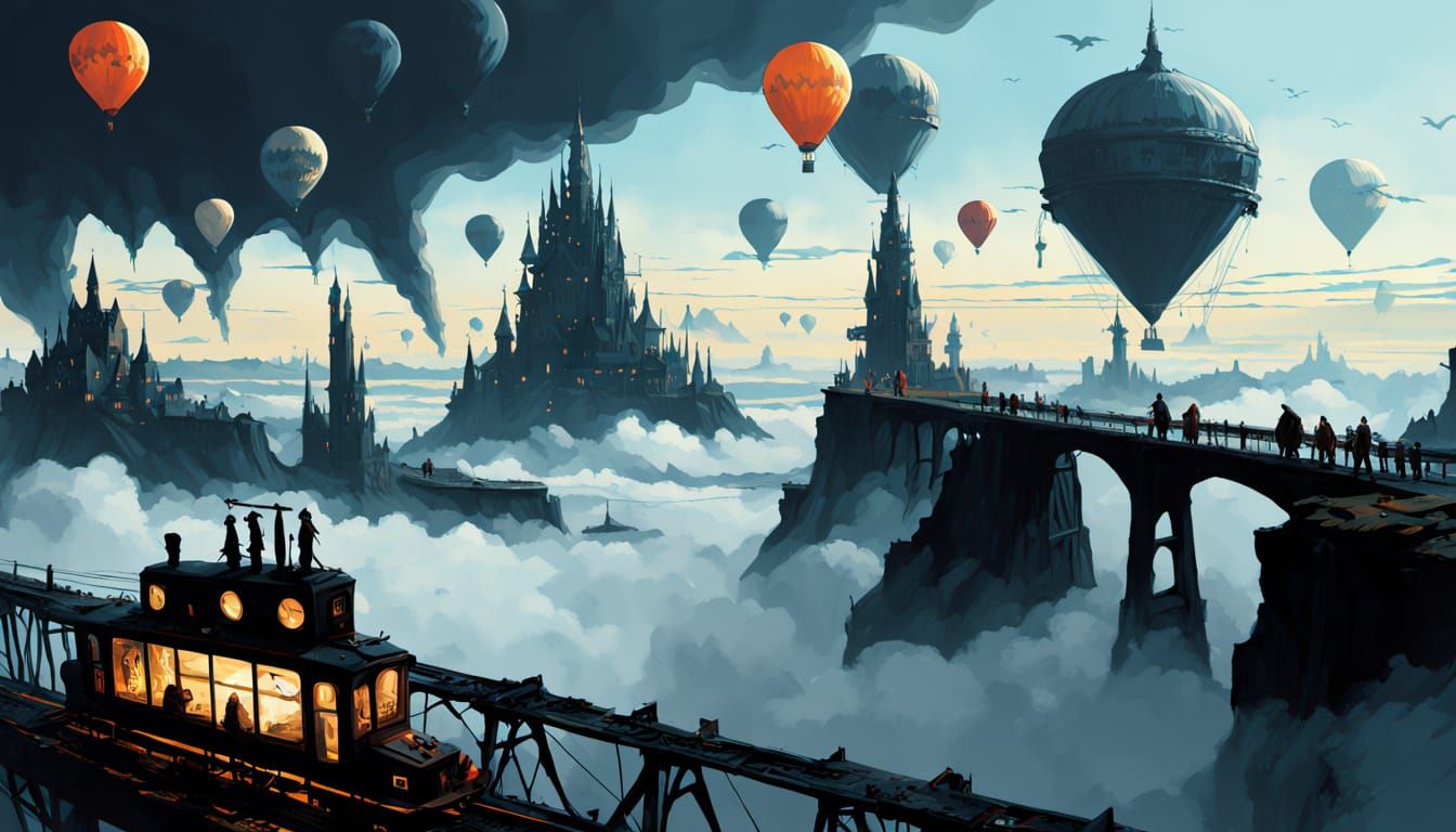 Surreal Dark Fantasy Landscape in a Grainy 90s TV Aesthetic