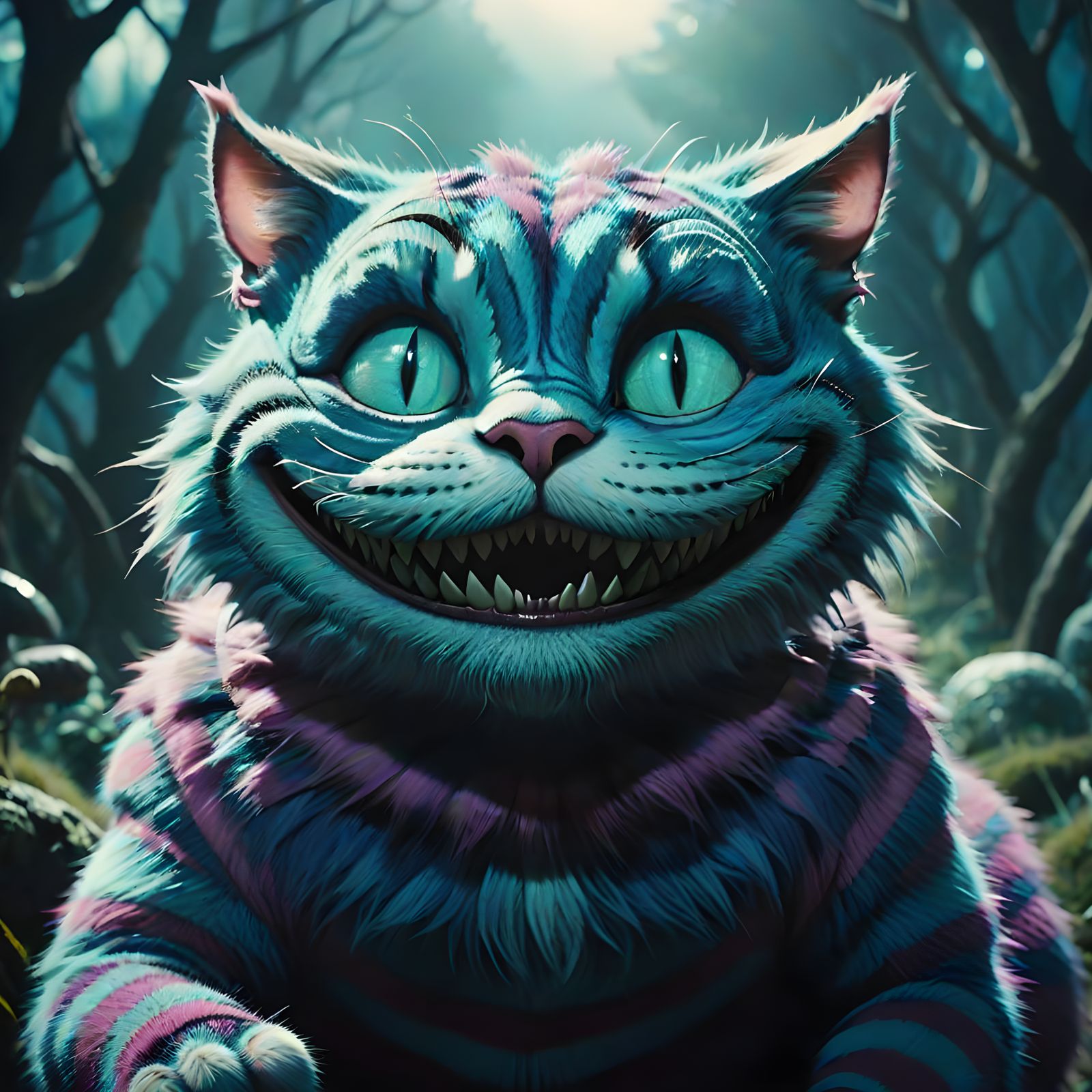 Ethereal Cheshire Cat in Cinematic Film Still