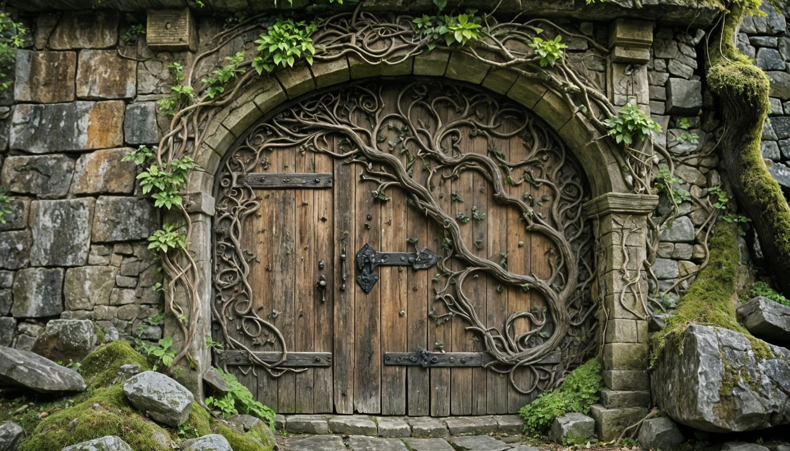 Rustic Doorway in Cliffside Fantasy Architecture