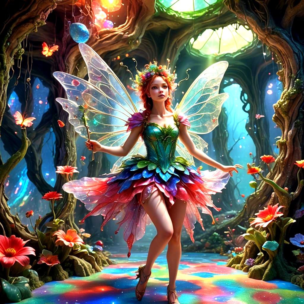 Surreal Fairy Queen in Neon Jewelry Room
