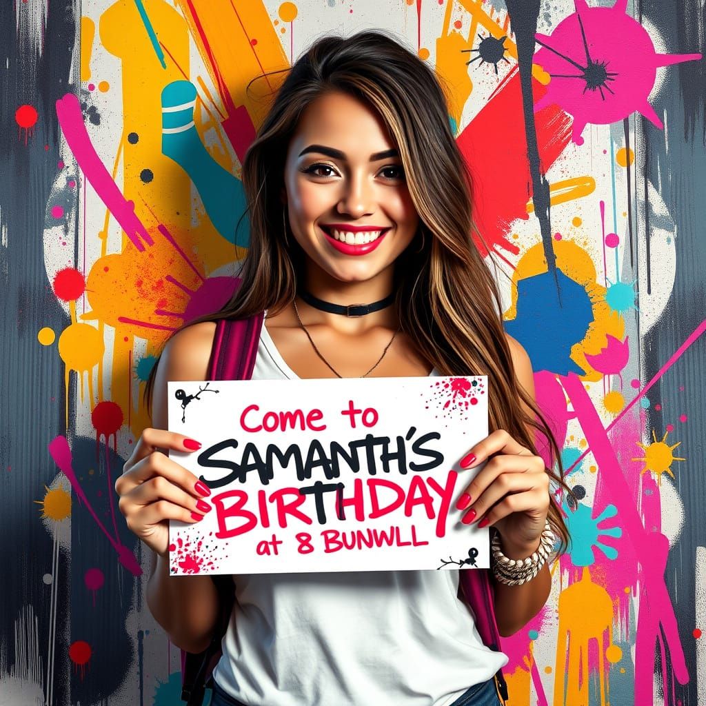 Samantha's 18th Birthday Invitation in Graffiti Style