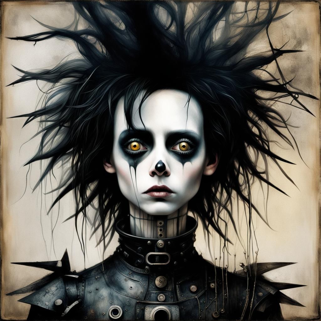 Edward Scissorhands Portrait in Surrealist Style
