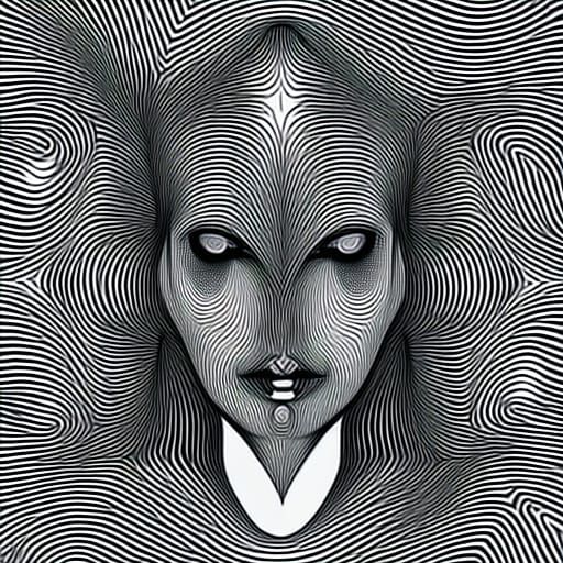 Gothic Woman with Abstract Fractal Design