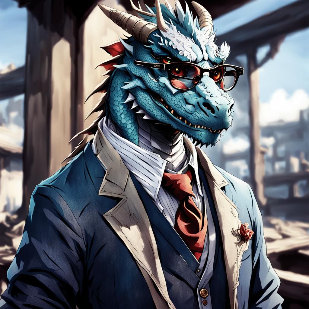Dragon in Glasses: Anime Manga Style