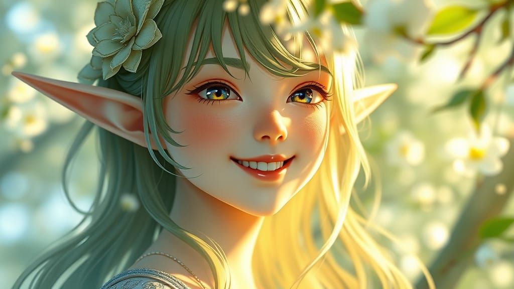 Translucent Girl and Elf in Spring: 3D Anime Art