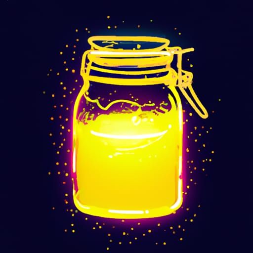 Jar of Yellow Liquid in Synthwave Neon Style