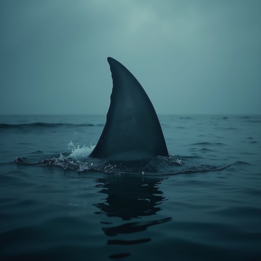 Shark Fin Emerges from Ocean's Surface