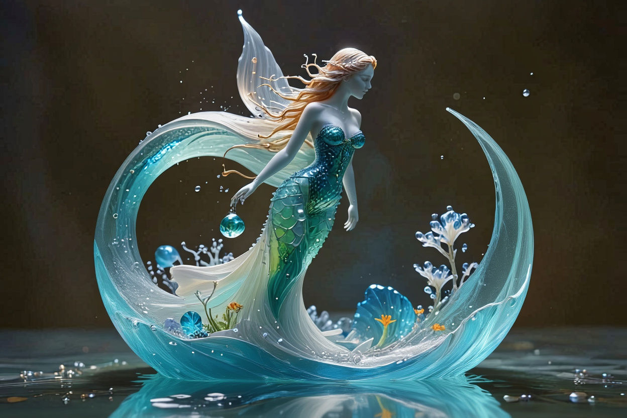 Sea glass and opaline sculptures