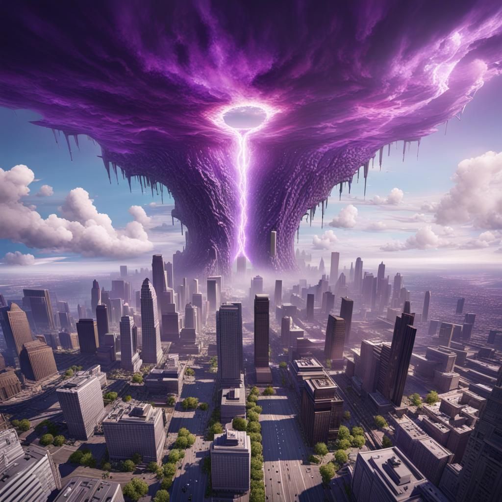 Magic Purple Rift Over Modern American City