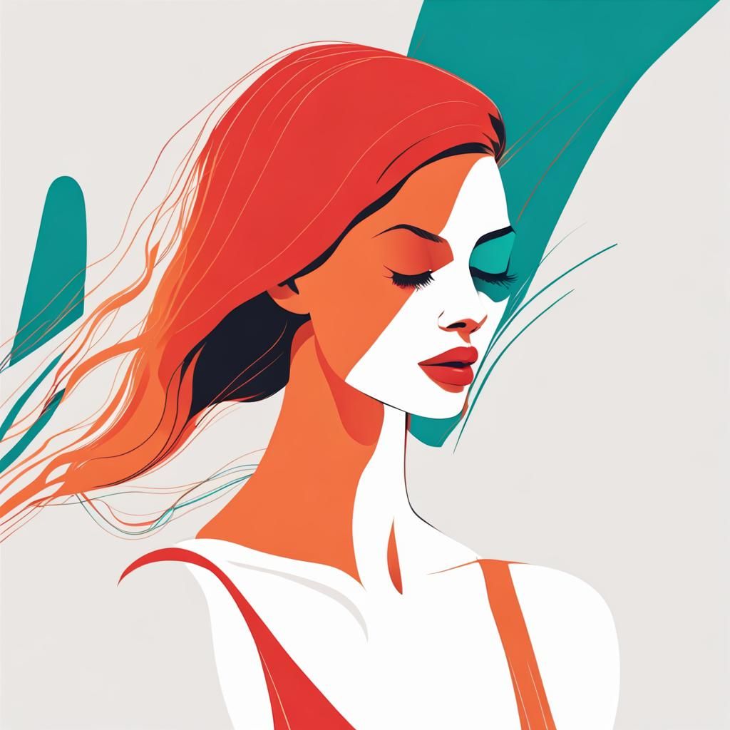 Minimalist Illustration of a Beautiful Woman