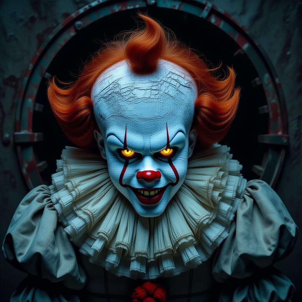 Chilling Pennywise Portrait with Sinister Grin