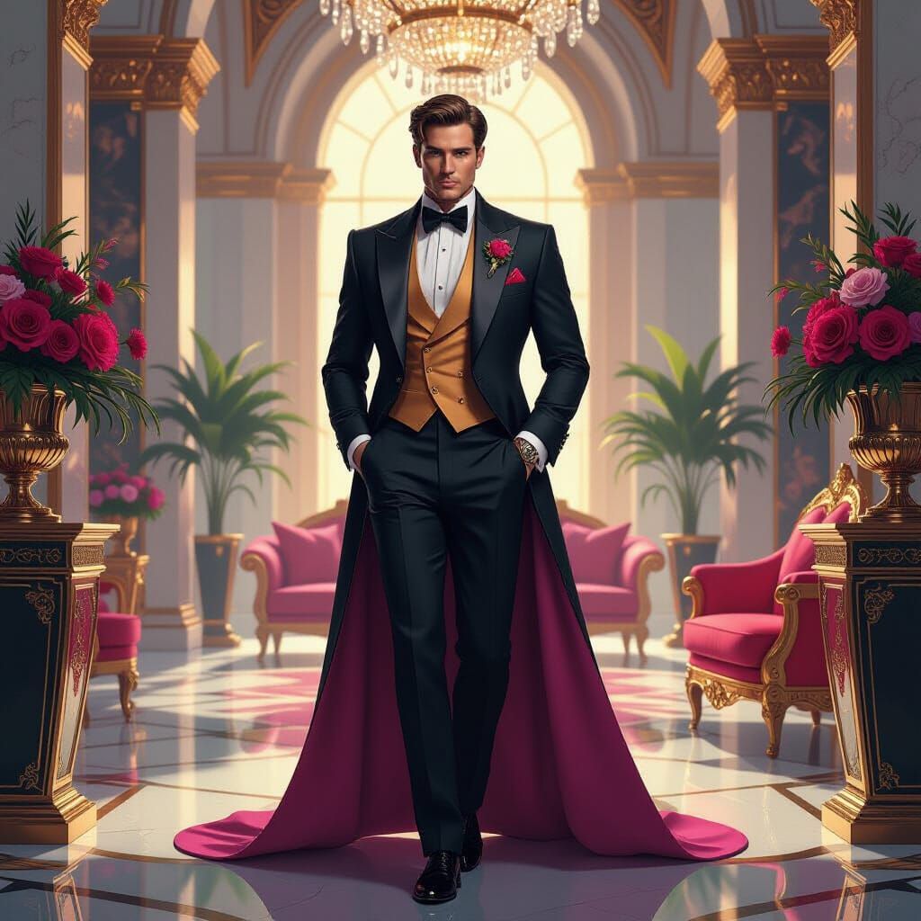 Opulent Entrepreneur in Futuristic Syd Mead Style