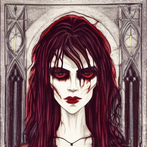 Gothic Vampire Maiden in Moody Dark Fantasy Setting