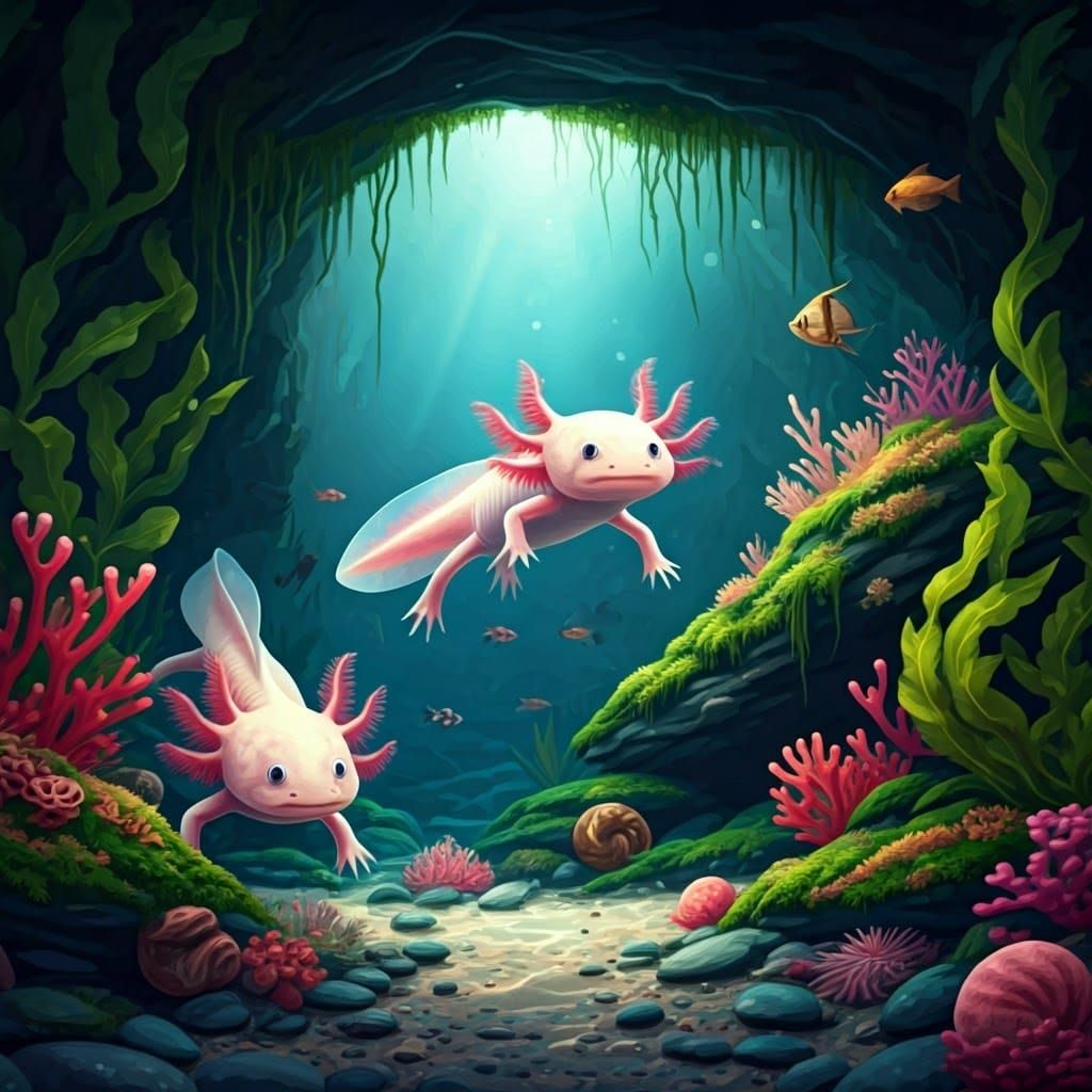 Ethereal Underwater Realm in Vibrant Acrylic and Oil Paintin...