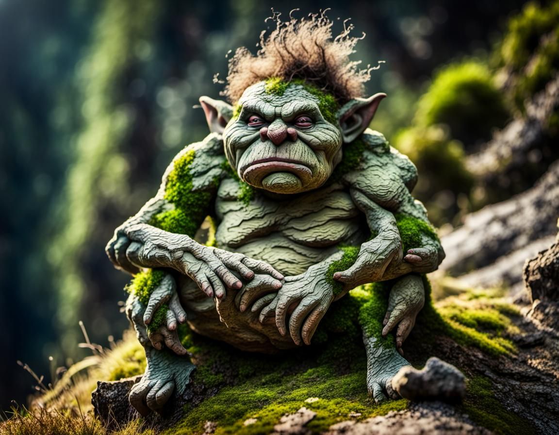 Cracked Clay Troll Camouflaged in Mountain