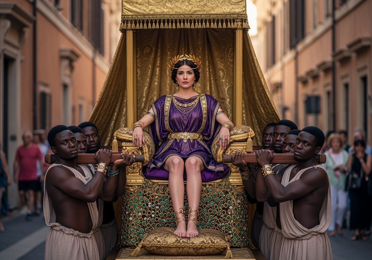 Empress Messalina on a Lavish Litter Throne