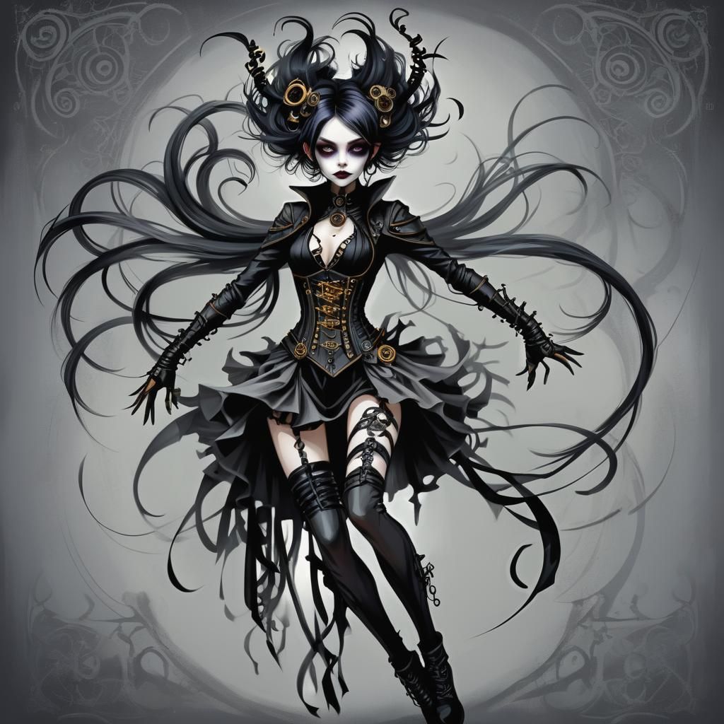 Gothic Pixie's Dance Macabre in Digital Art