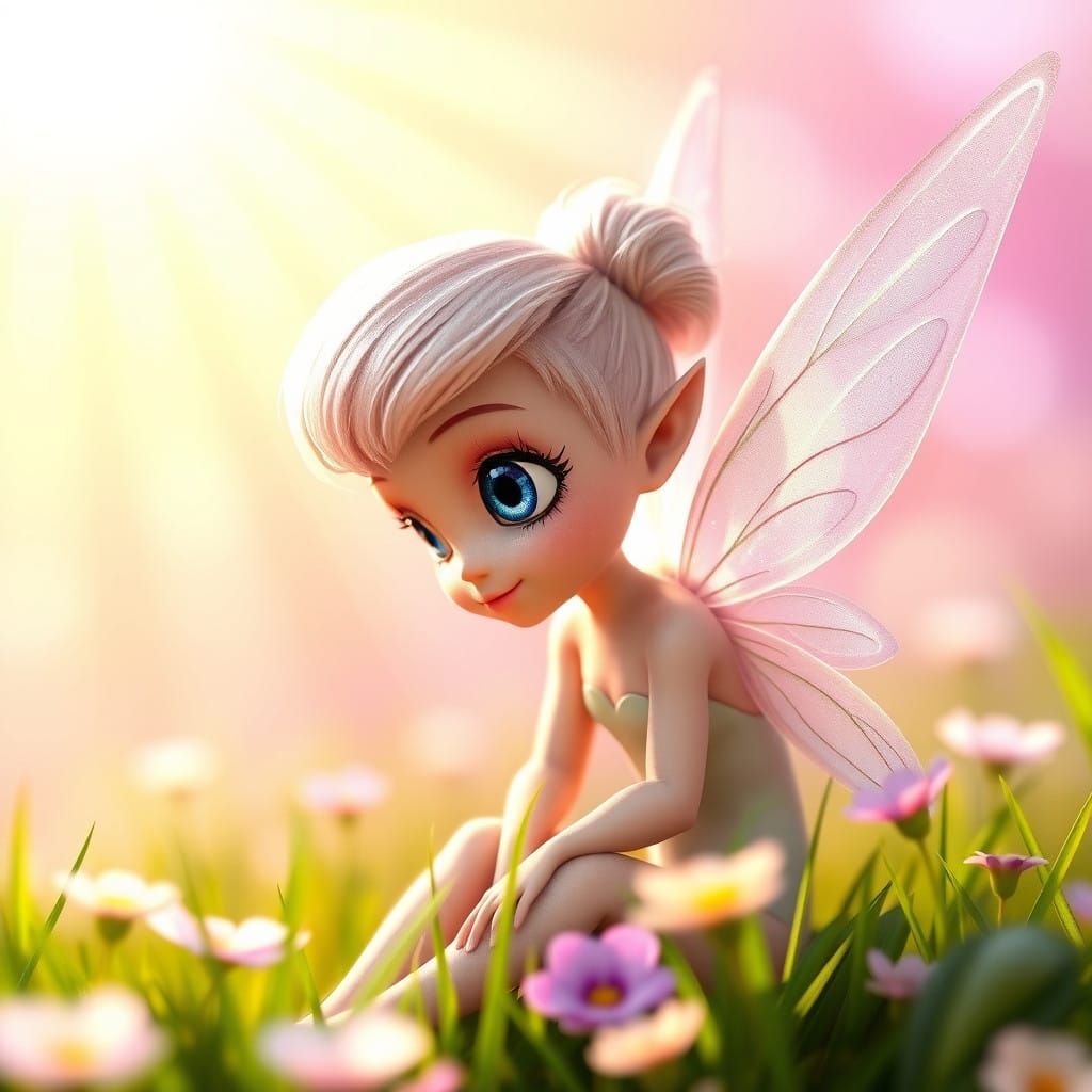 Enchanted Fairy in Whimsical Meadow Landscape