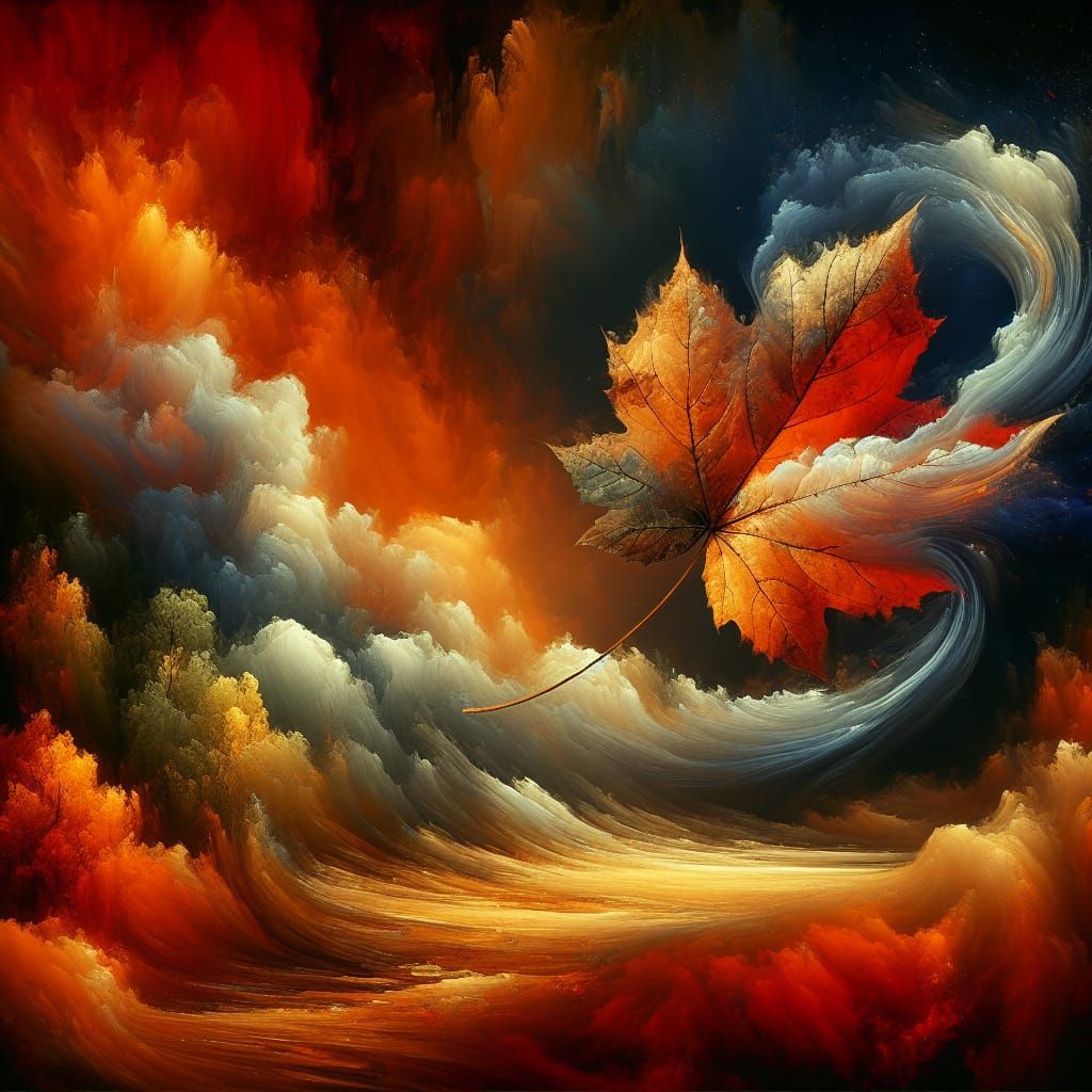 Autumn Leaf's Uncertain Journey: A Digital Painting