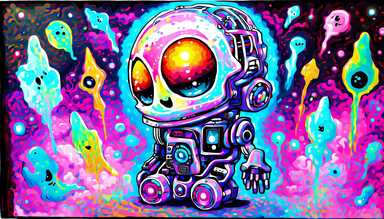 Holographic Chibi Ghost in Acrylic Style