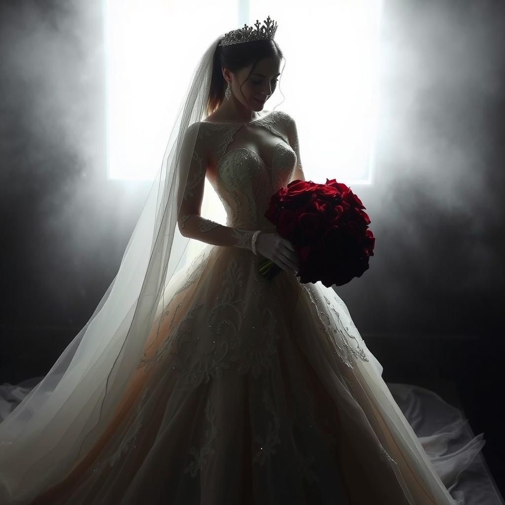 Dramatic Bridal Gown in Low-Key Lighting