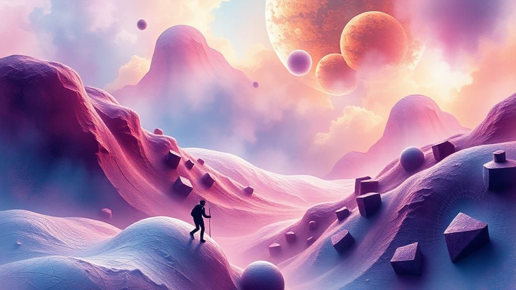 Abstract Sci-Fi Scene in Watercolor Style