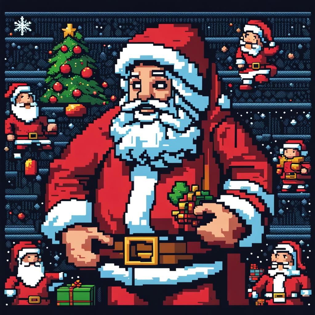 Santa Jesus Pixel Art Ugly Christmas Sweater Design