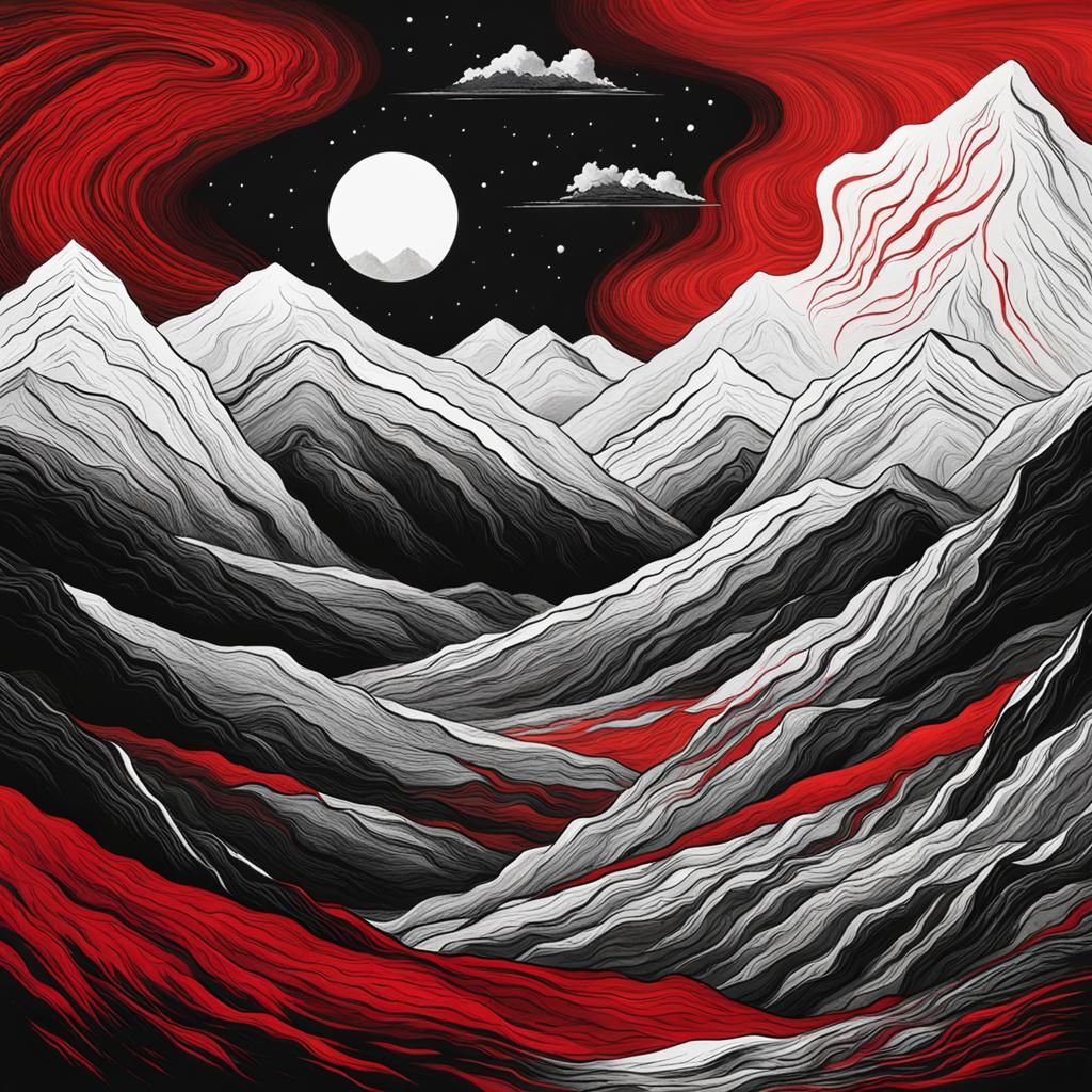 Dramatic Red Flames Rising from Valley