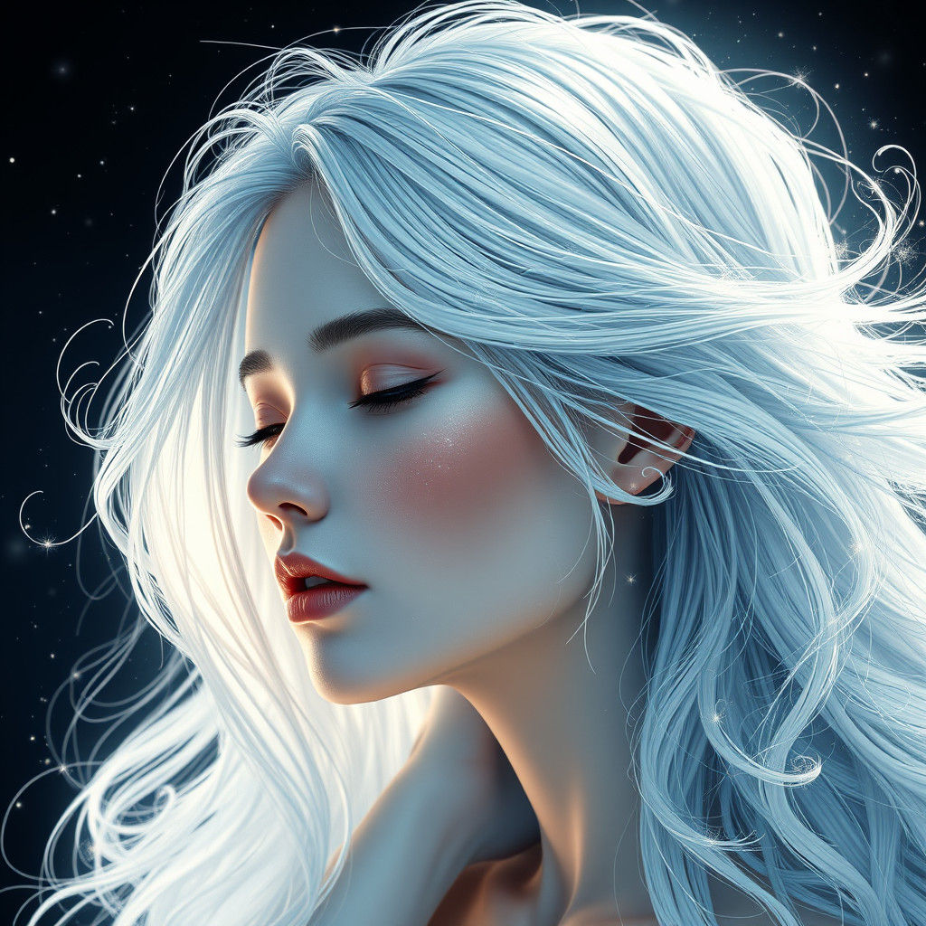 Astral Woman: Holographic Portrait in Vibrant Style