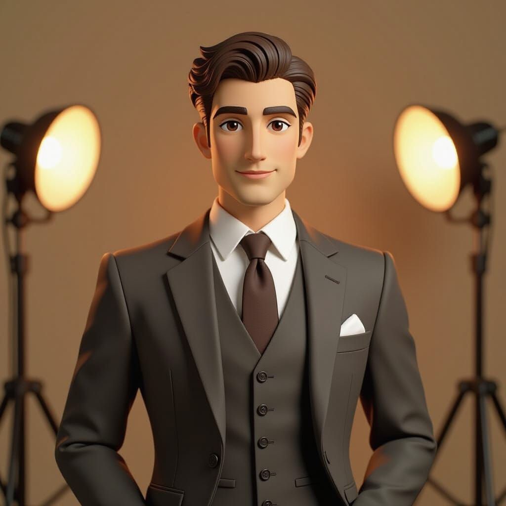 Terracotta Gentleman Sculpture in Anime Art Style
