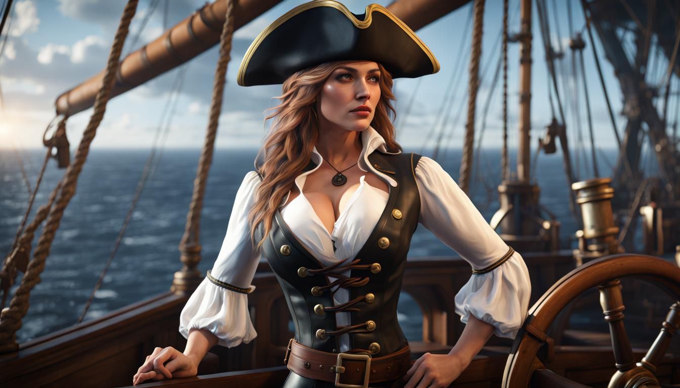 Female Pirate Captain Commands her Ship