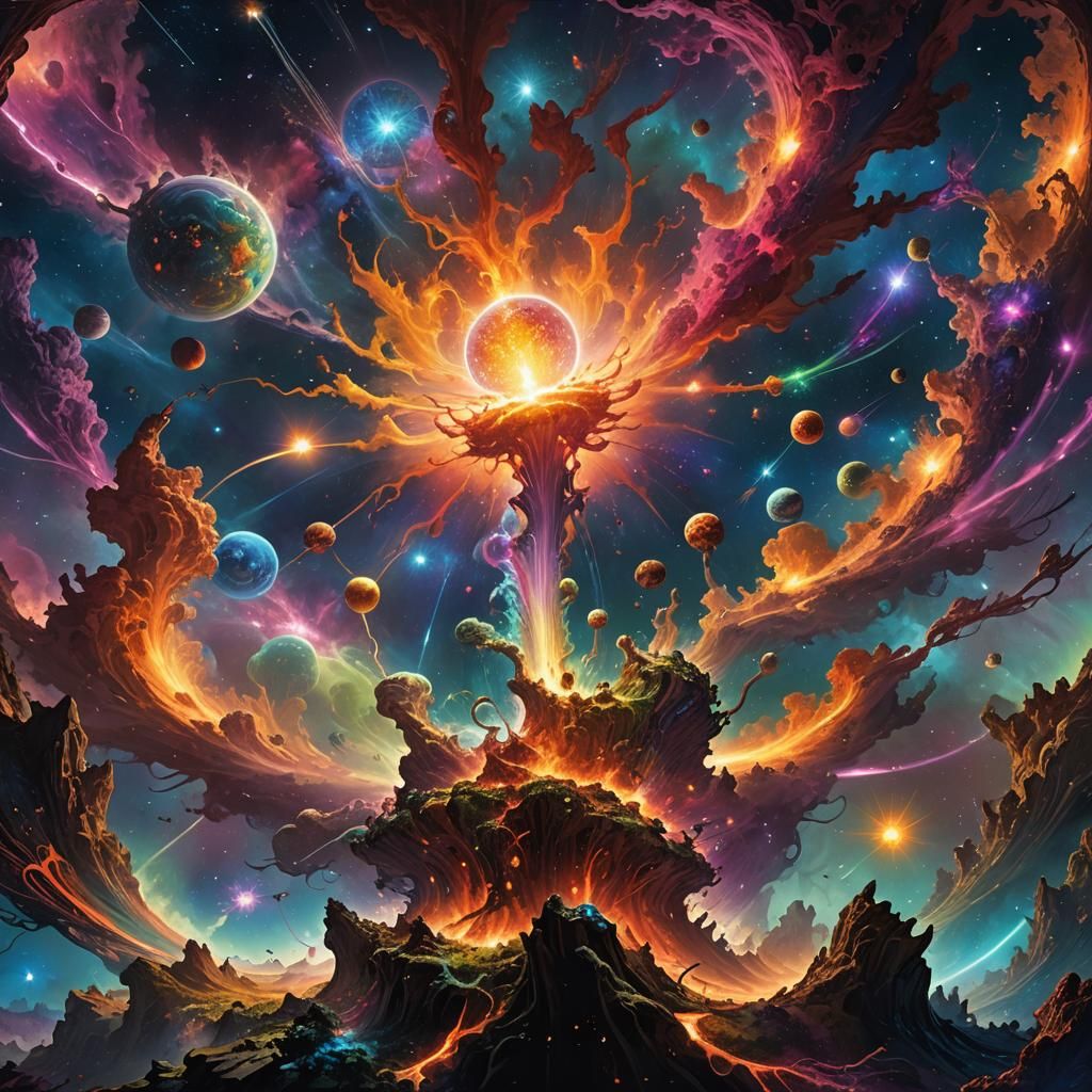 Cosmic Explosion in Psychedelic Concept Art