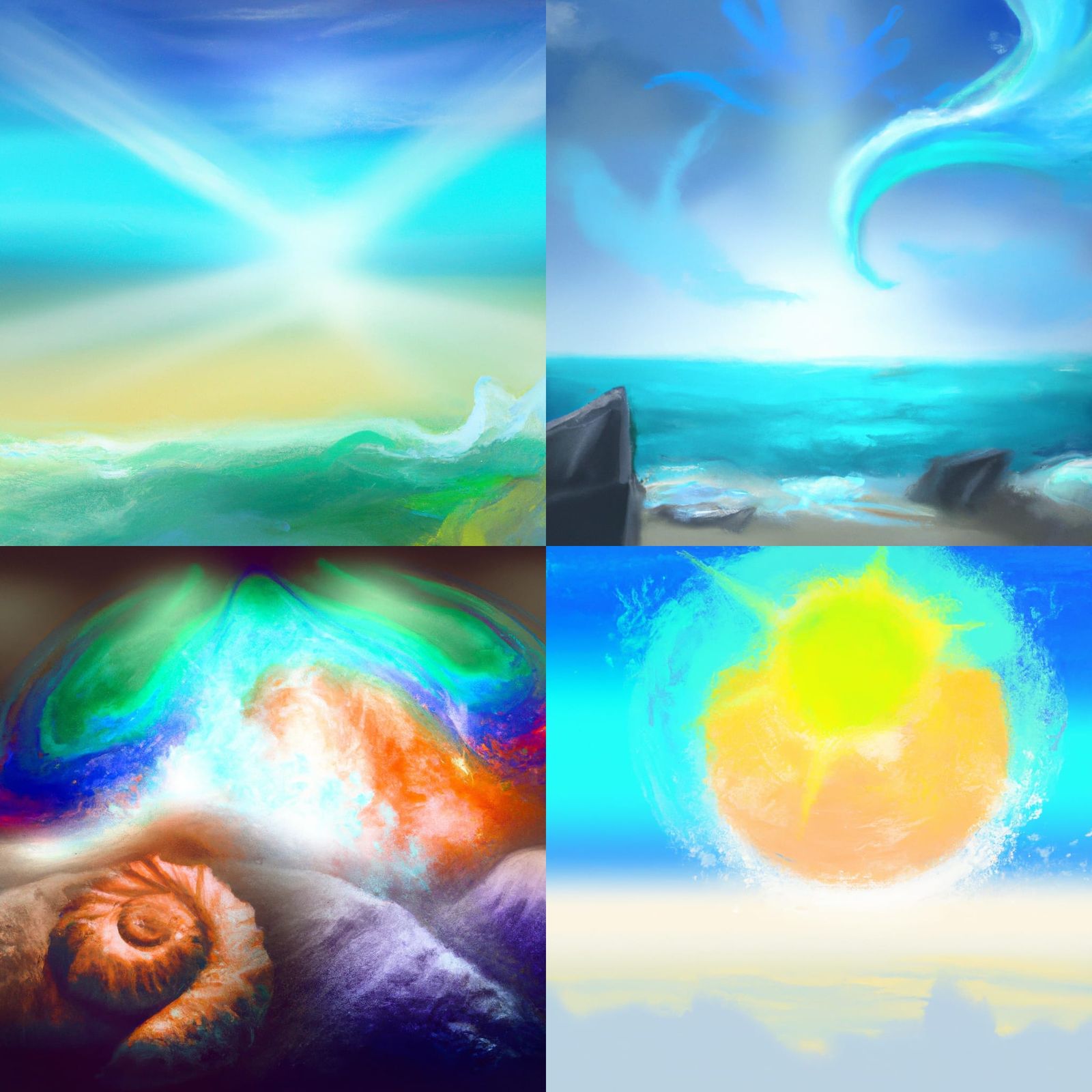 Triadic Sea Painting with Prehistoricore Aesthetic