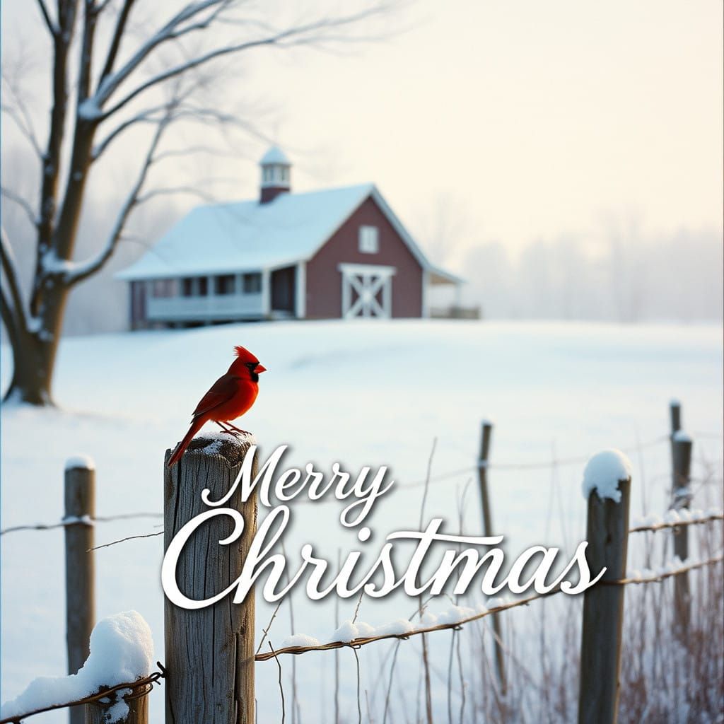 Hallmark Christmas card, Pennsylvania, bank barn, snow, sing...