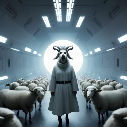 Surreal Sci-Fi: Woman with Sheep's Head