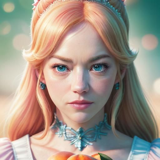 Emma Stone as Princess Peach: Photorealistic Nintendo Charac...