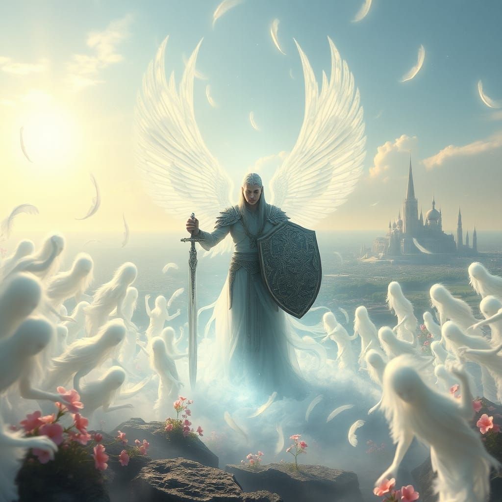 Celestial Warrior in Ethereal Light