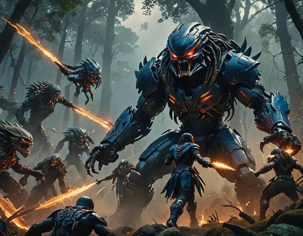 Epic Battle in Forest of Skulls: Hyper-Realistic Digital Art